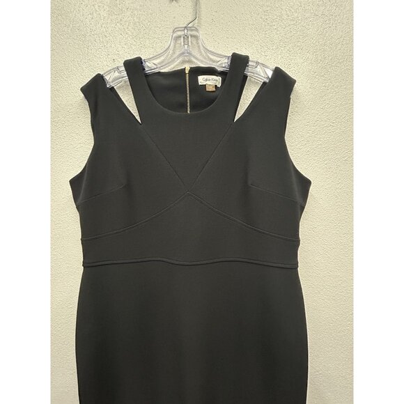 Calvin Klein Classic Sheath Dress Womens 16 Black Sleeveless Knee Length Career - Picture 4 of 12